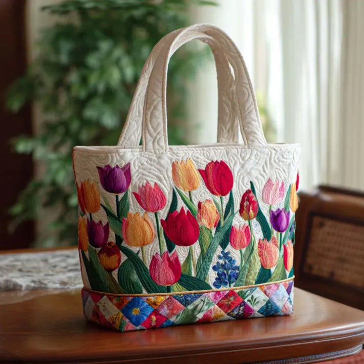 Sac fourre-tout matelassé - Jardin de tulipes
