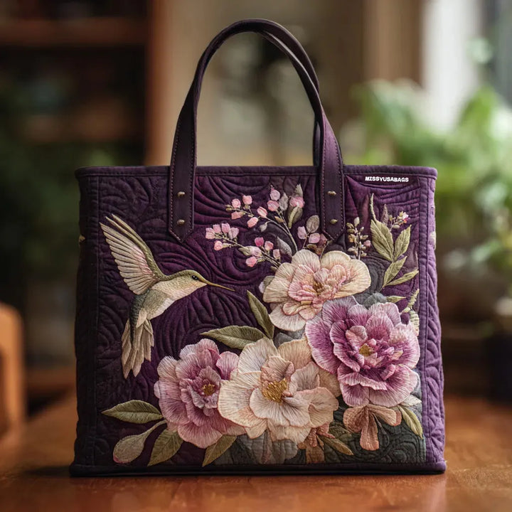Sac fourre-tout matelassé - Colibris et Orchids