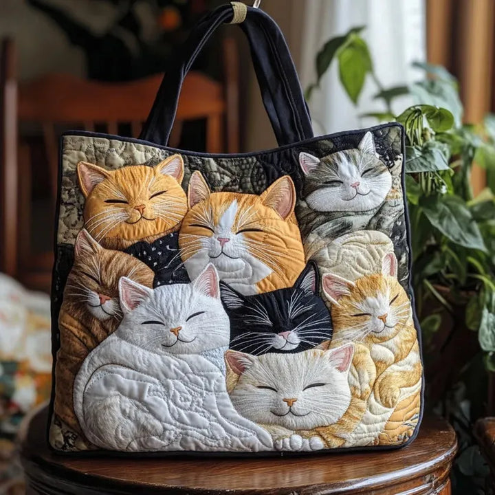 Sac Matelassé Artisanal - Chats Endormis