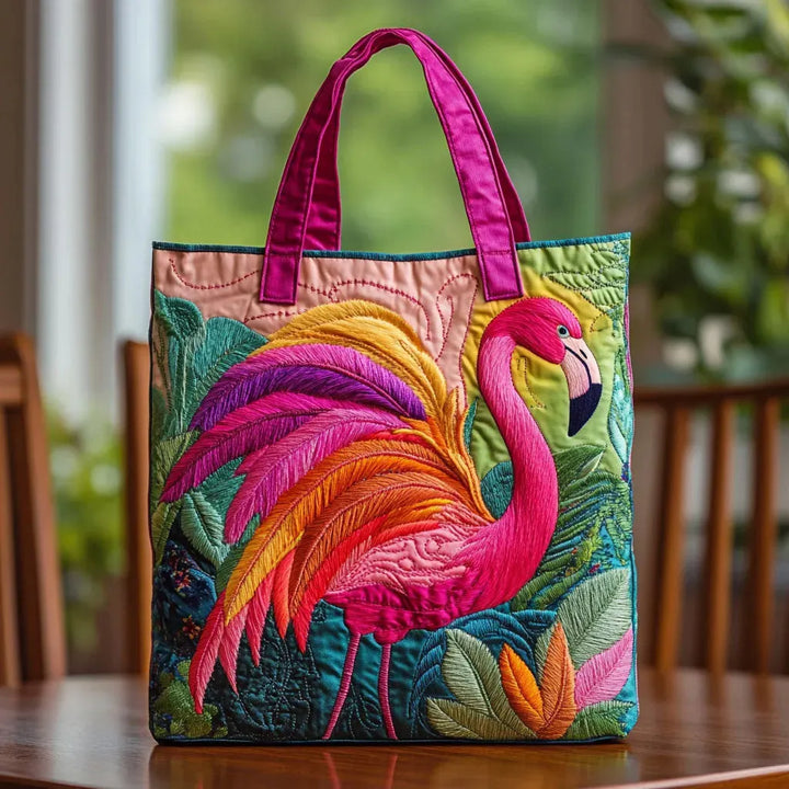 Sac fourre-tout matelassé - Flamant rose arc-en-ciel