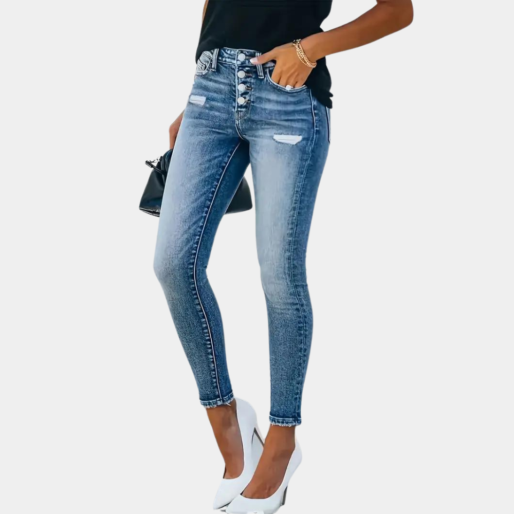 Ember - Jean skinny tendance pour femmes avec boutons élégants