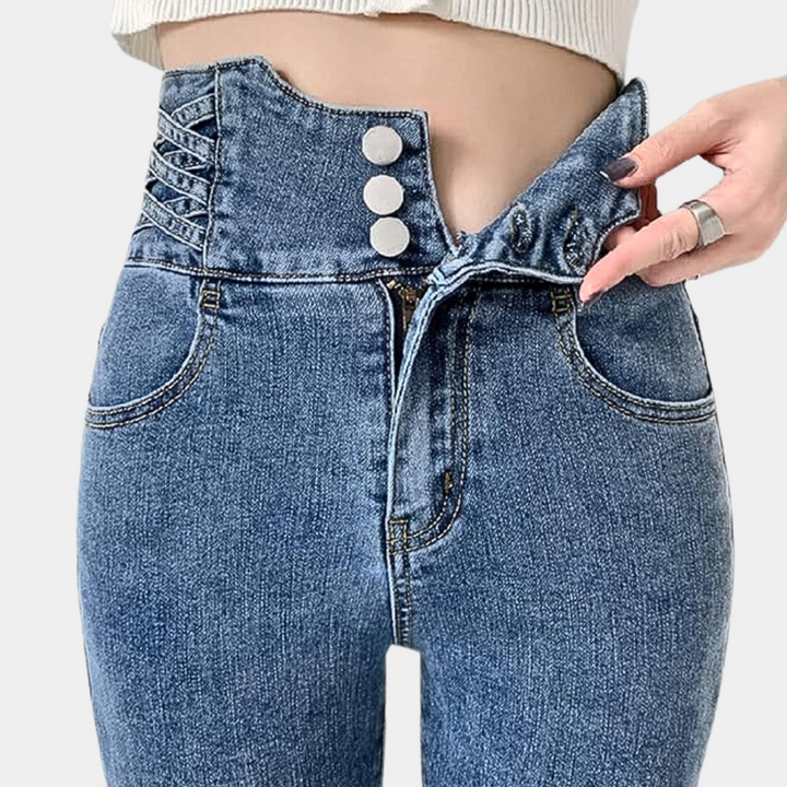 Jeans taille haute tendance pour femmes