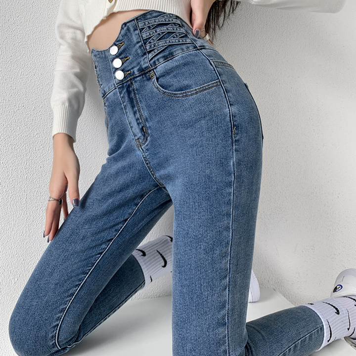 Jeans taille haute tendance pour femmes