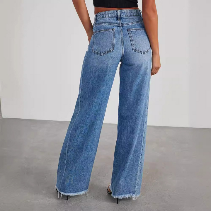 Jeans décontractés taille haute chic pour femmes