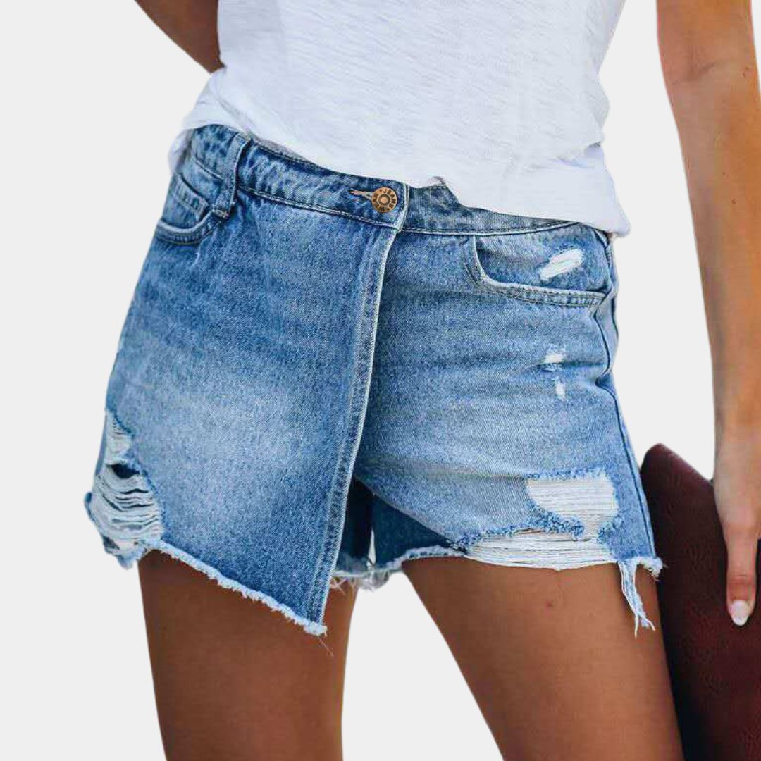 Hildegard - Short en jean asymétrique tendance pour femmes