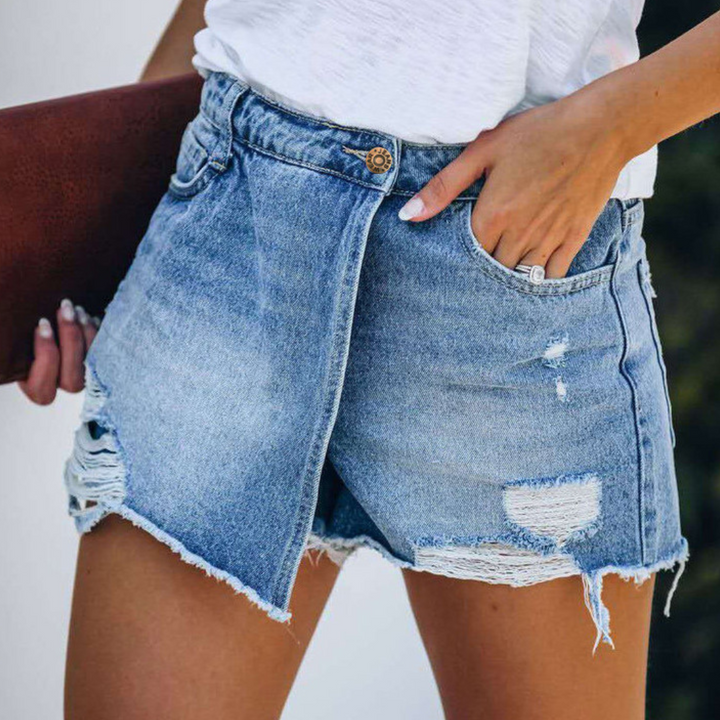 Hildegard - Short en jean asymétrique tendance pour femmes