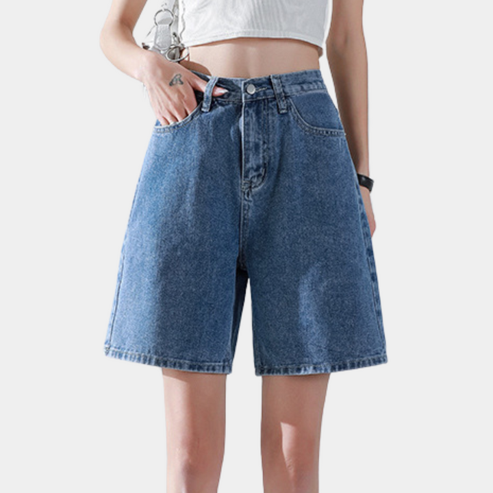 Liesel - Short en jean à la mode pour femmes, coupe droite