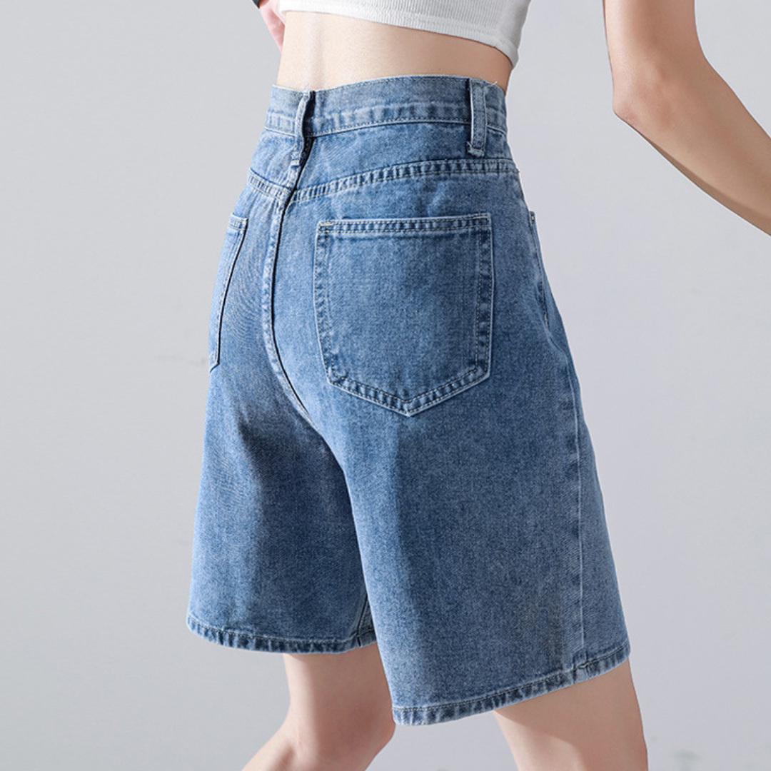 Liesel - Short en jean à la mode pour femmes, coupe droite