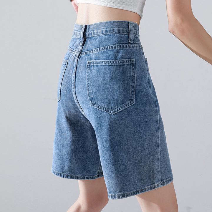 Liesel - Short en jean à la mode pour femmes, coupe droite