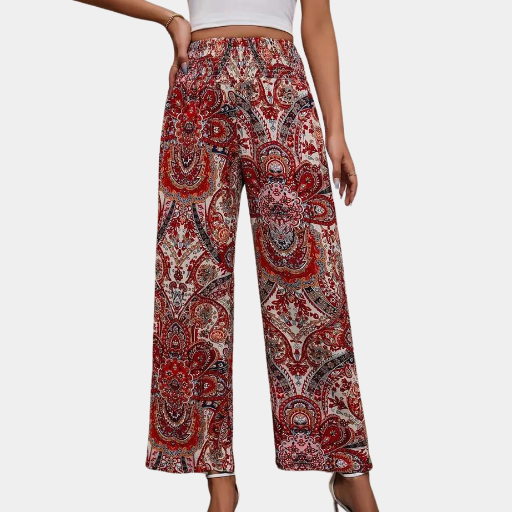 Reina - Pantalon large pour femmes, tendance boho, avec poches inclinées élégantes