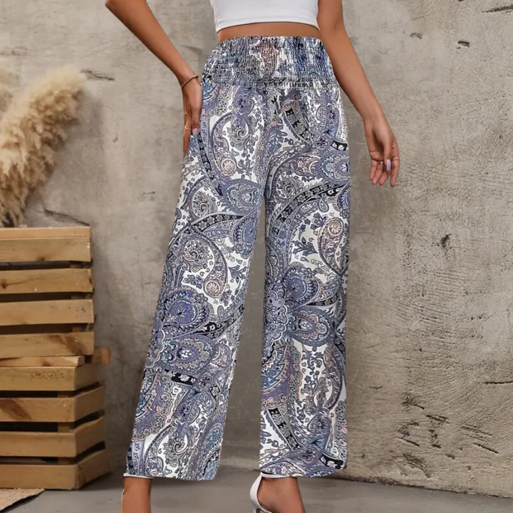 Reina - Pantalon large pour femmes, tendance boho, avec poches inclinées élégantes