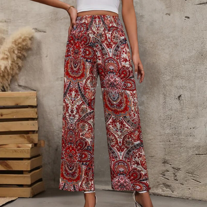 Reina - Pantalon large pour femmes, tendance boho, avec poches inclinées élégantes