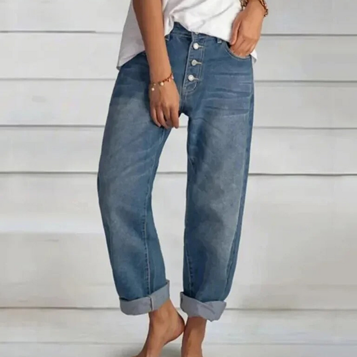 MIHAI - Jeans taille haute élégants pour femmes avec une touche de modernité