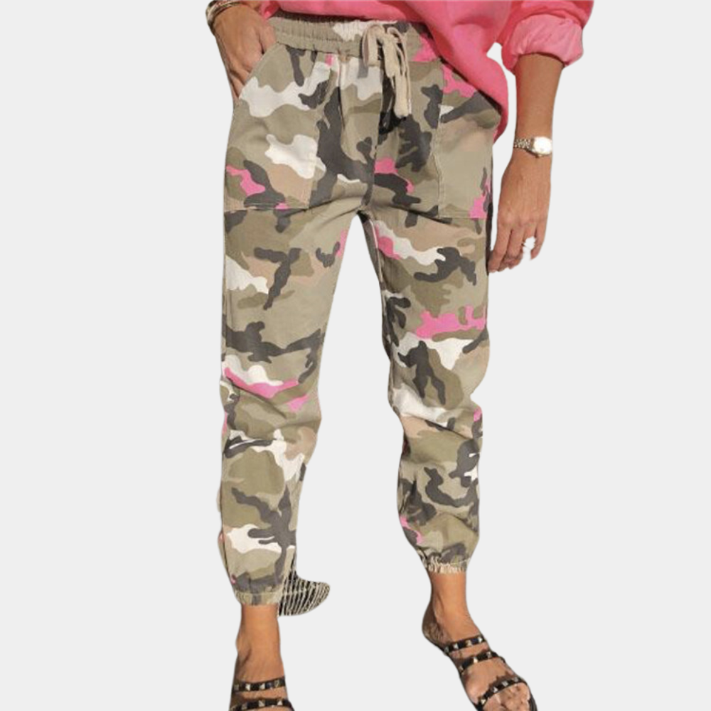 Myrsini - Pantalon camouflage femme élégant et confortable pour un look tendance