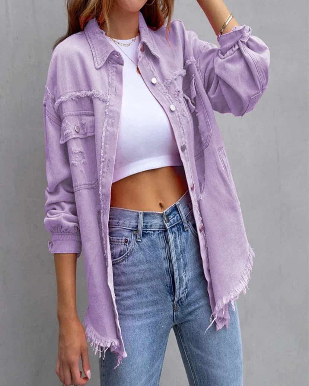 Nienke | Trendy Torn Denim Jacket