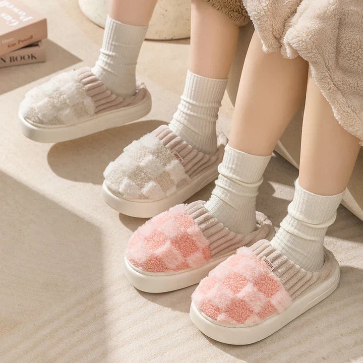 Everly - Chaussons à carreaux douillets pour femmes