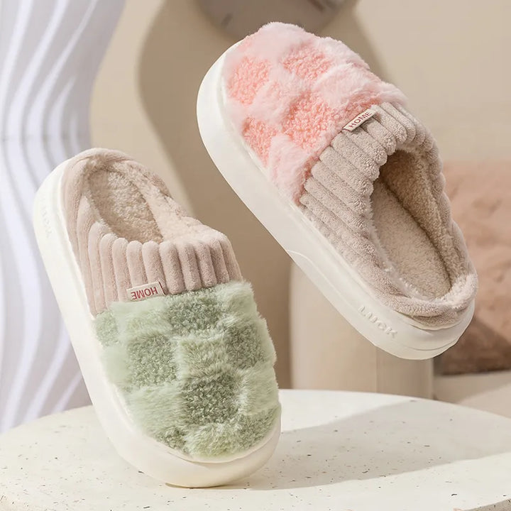 Everly - Chaussons à carreaux douillets pour femmes