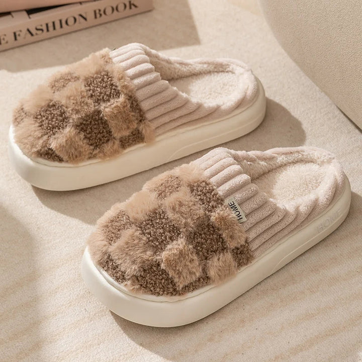 Everly - Chaussons à carreaux douillets pour femmes