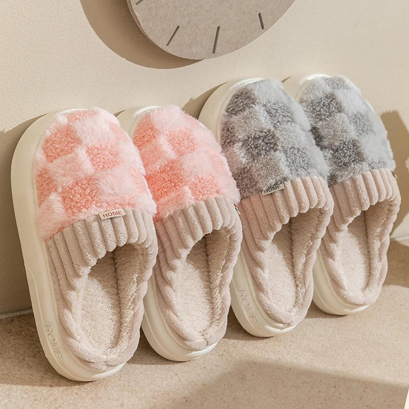 Everly - Chaussons à carreaux douillets pour femmes