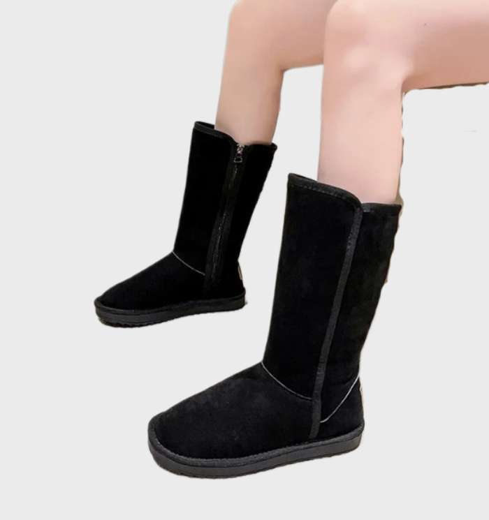 Nina | Bottes de luxe en daim et peau de mouton : Chaudes, imperméables et élégantes avec fermeture éclair