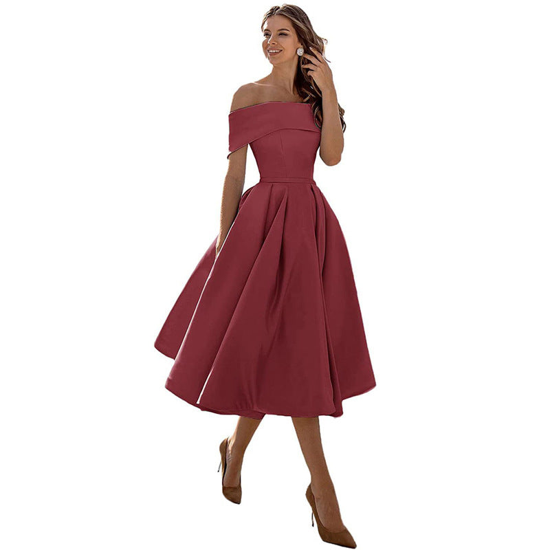 Robe en satin sans bretelles polyvalente pour les fêtes