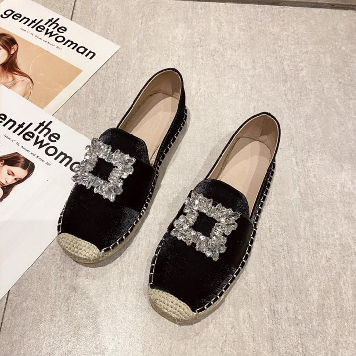 Espadrilles Chic Pepa en toile avec emblème en cristal étincelant