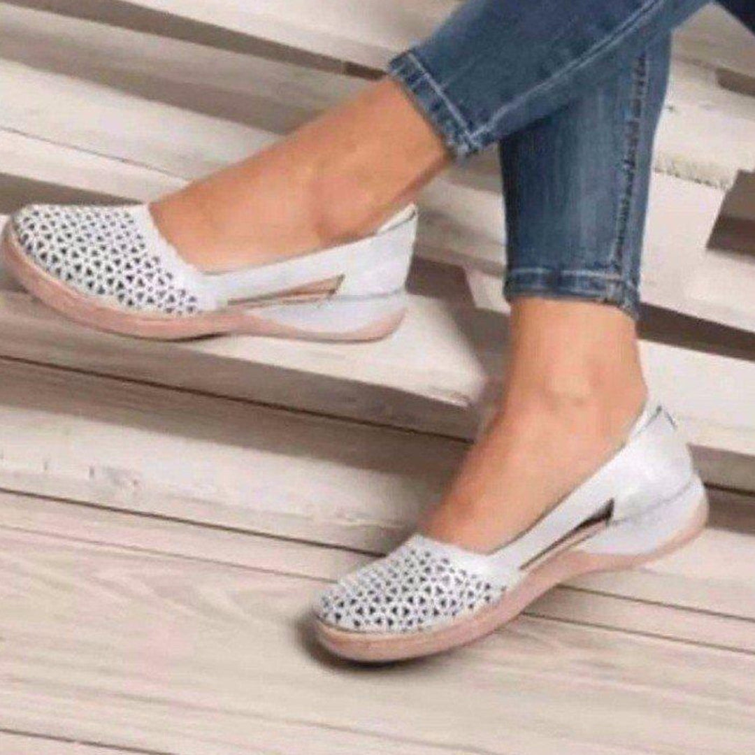 Daantje | Espadrilles élégantes en cuir vintage avec un design évidé unique