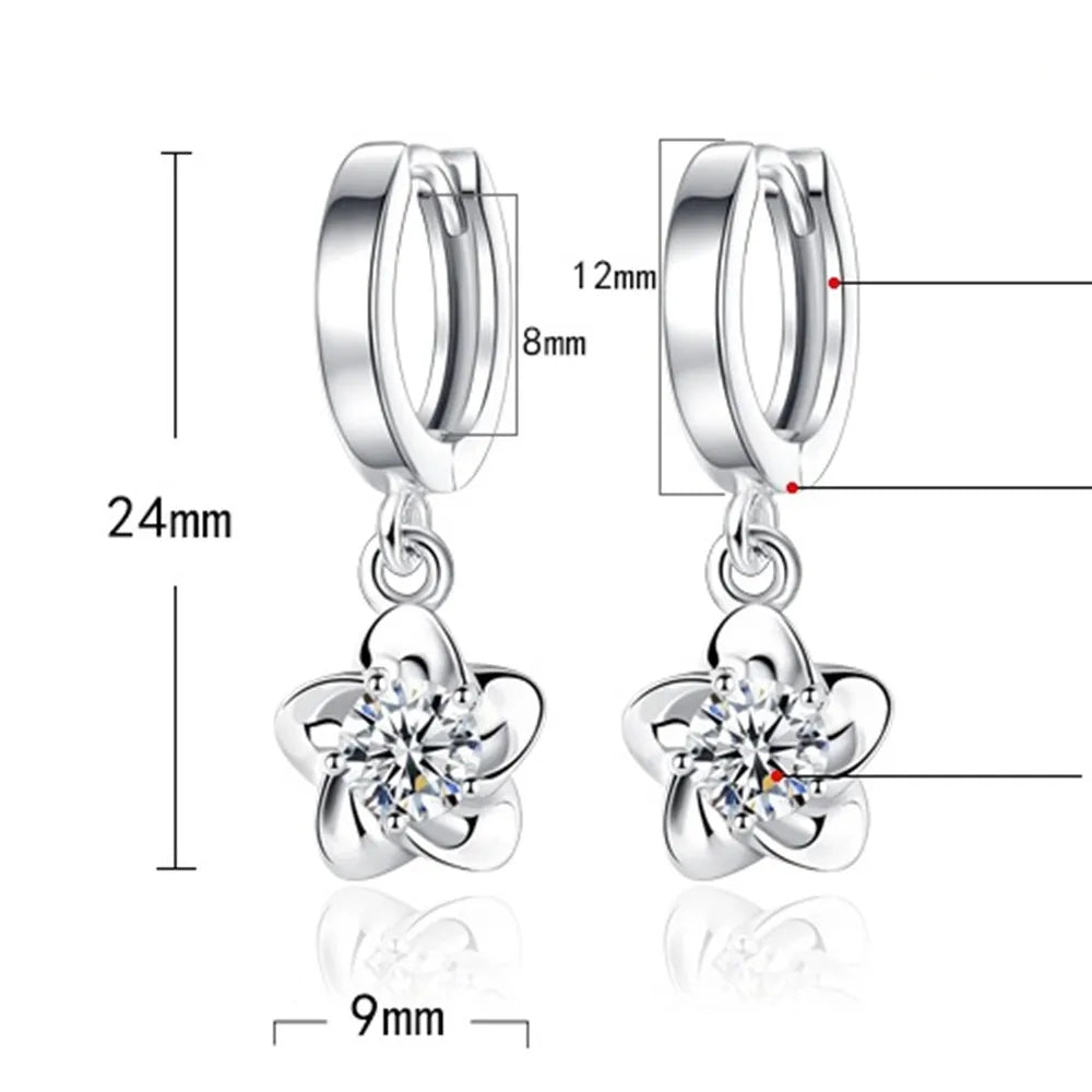 Boucles d'oreilles en argent sterling avec zirconia violet et blanc