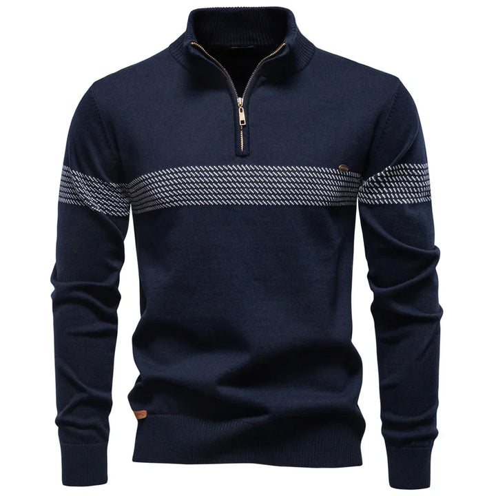 PULL CLASSIQUE EN MAILLE DEMI-ZIP POUR HOMME