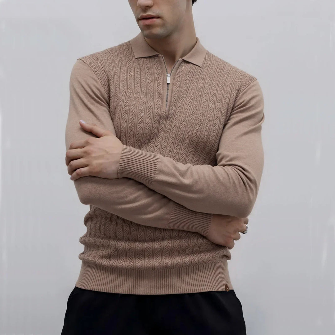 POLO TEXTURÉ ZIPPÉ POUR HOMME