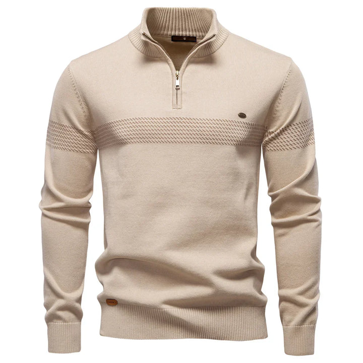 PULL CLASSIQUE EN MAILLE DEMI-ZIP POUR HOMME