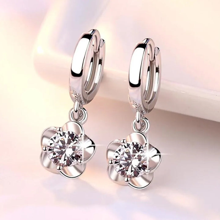 Boucles d'oreilles en argent sterling avec zirconia violet et blanc