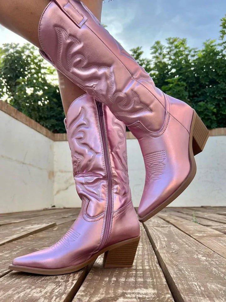 Fleur | Chic Bottes de cow-boy métallisées pour une touche de style