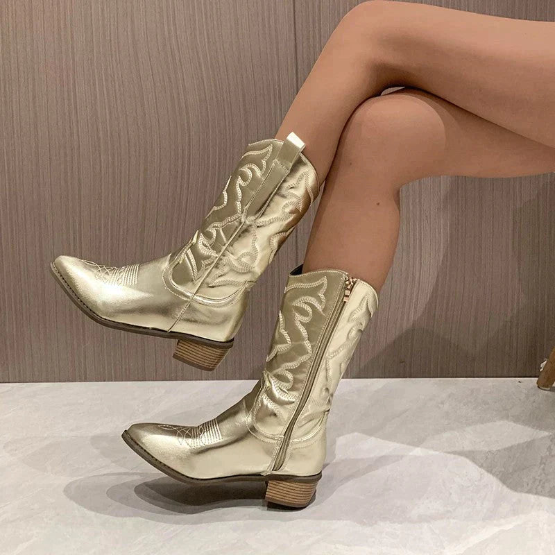 Mila | Elegant Metallic Chic Boots