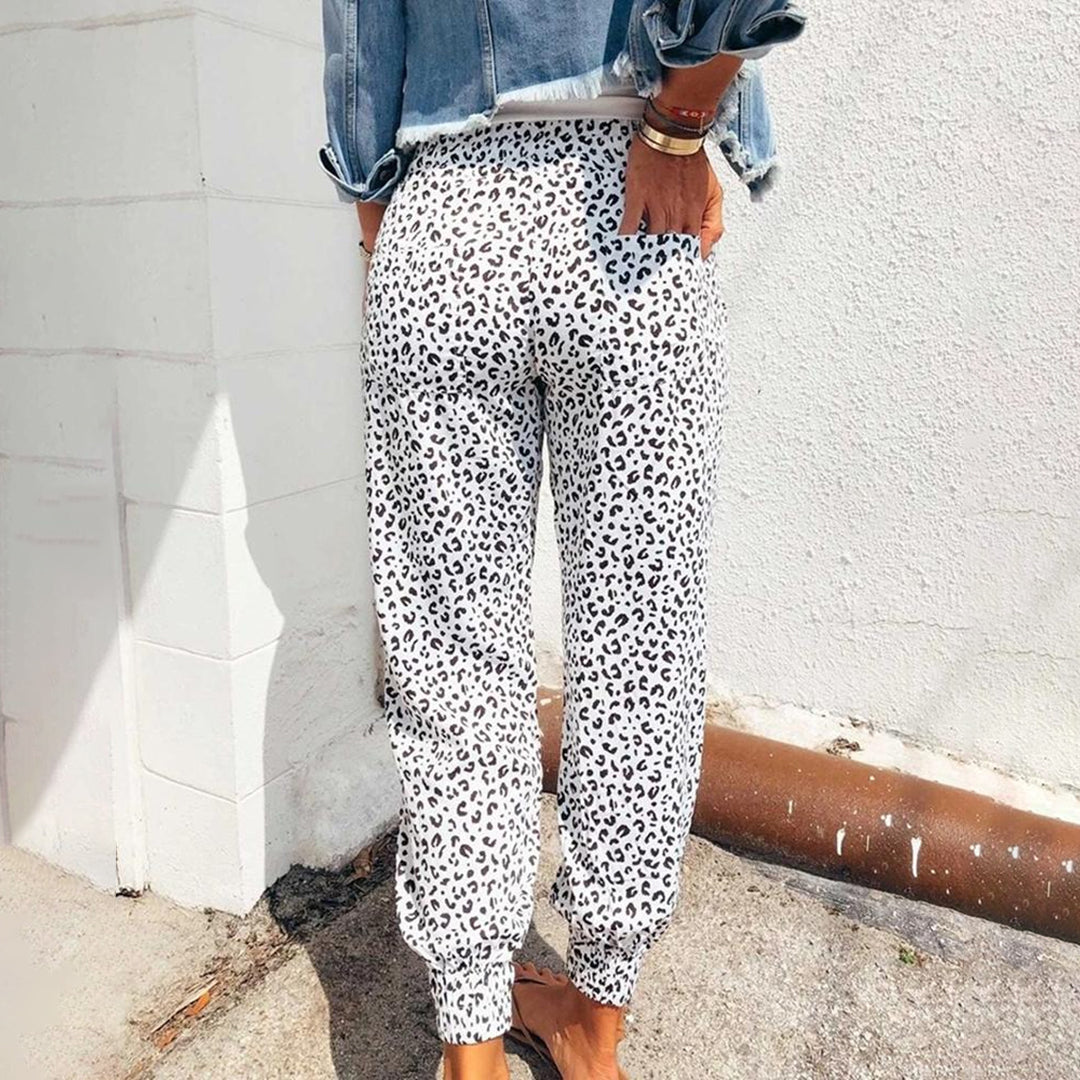 FIONA - Pantalon tendance avec imprimé léopard stylisé