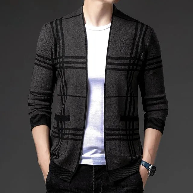CARDIGAN EN MAILLE À CARREAUX POUR HOMME