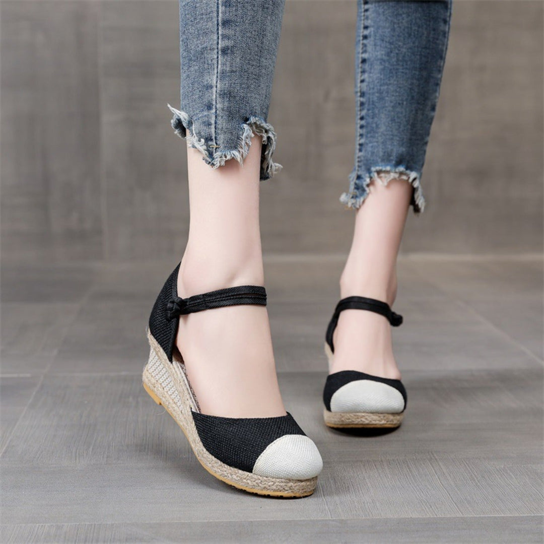 Sophie | Espadrilles à la mode avec bride de cheville élégante et bouts contrastés élégants