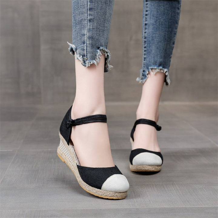 Sophie | Espadrilles à la mode avec bride de cheville élégante et bouts contrastés élégants