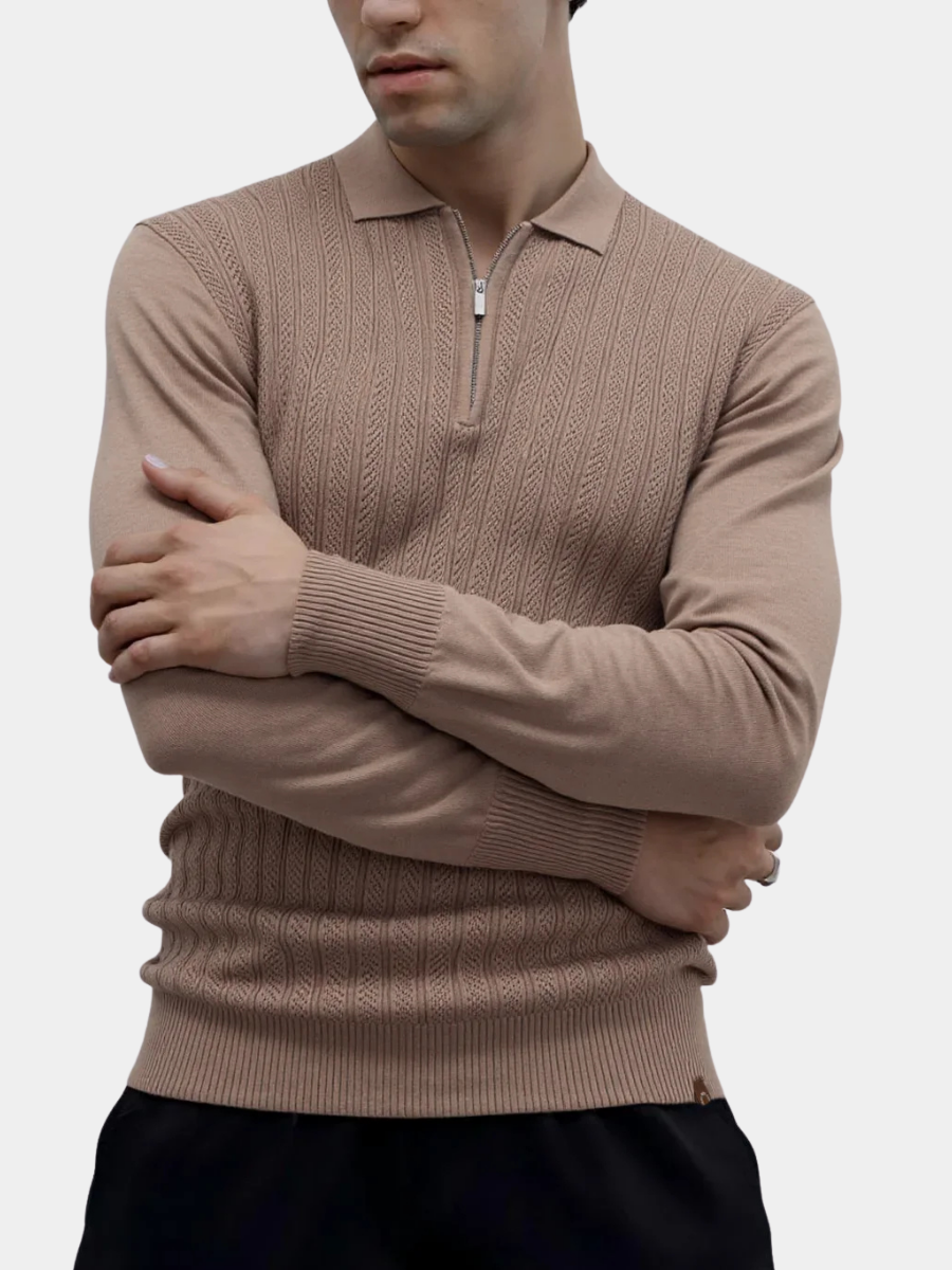 POLO TEXTURÉ ZIPPÉ POUR HOMME