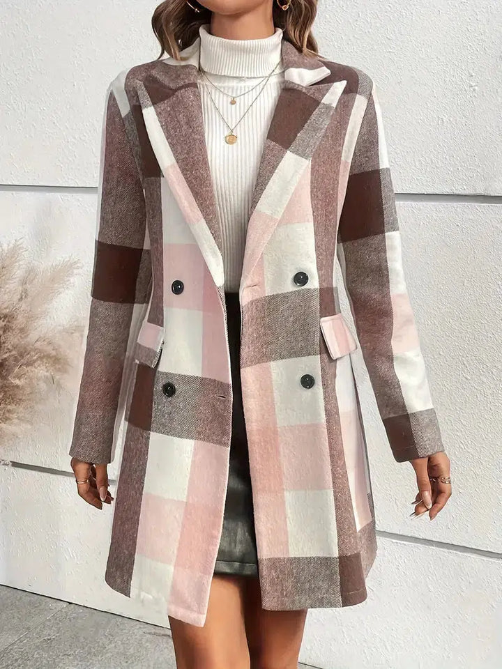 Blouse oversize à carreaux roses à manches longues