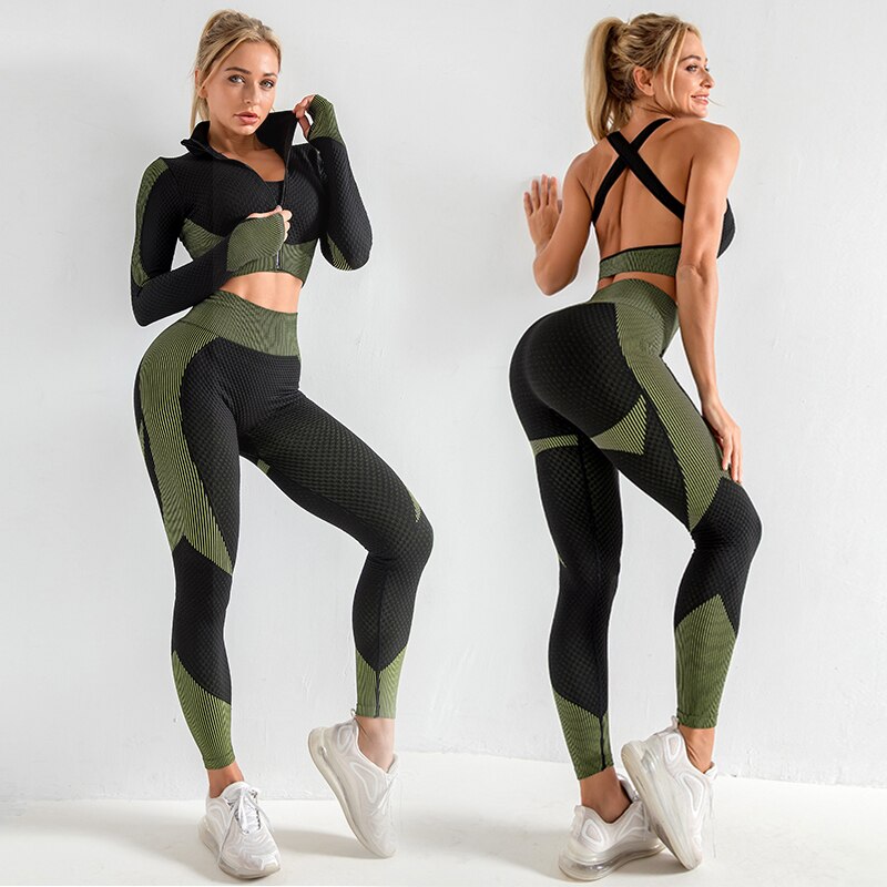 Ensemble de sport sans couture (3 pièces)