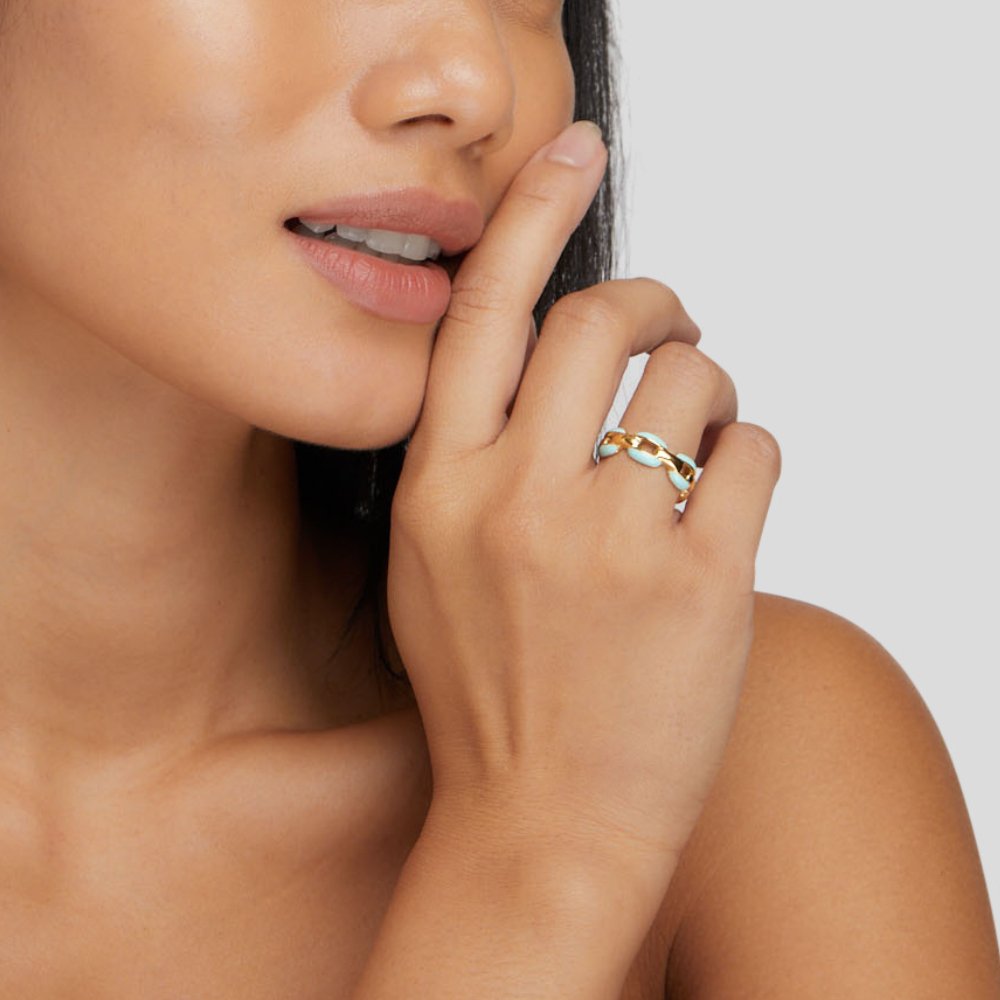 Bague en chaîne bleue Reya