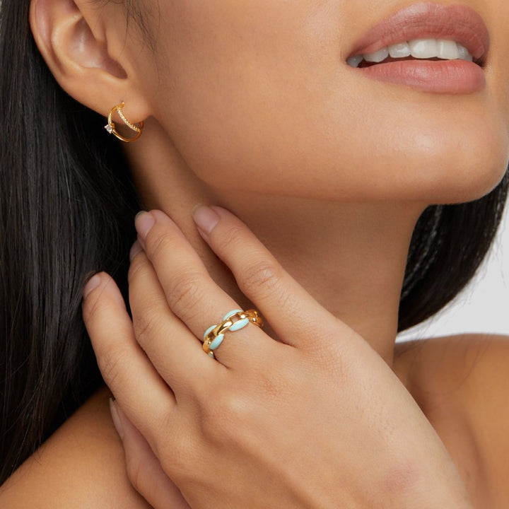 Bague en chaîne bleue Reya