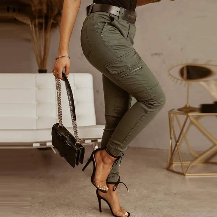 Sharma - Pantalon cargo taille haute sans ceinture pour un look à la mode