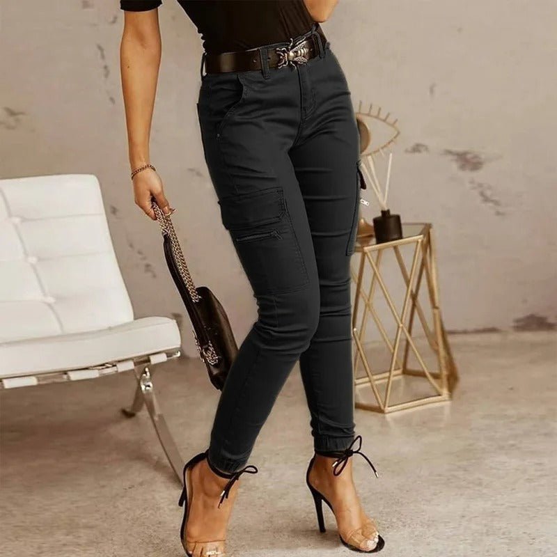 Sharma - Pantalon cargo taille haute sans ceinture pour un look à la mode