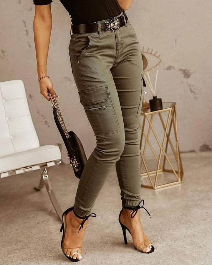 Sharma - Pantalon cargo taille haute sans ceinture pour un look à la mode