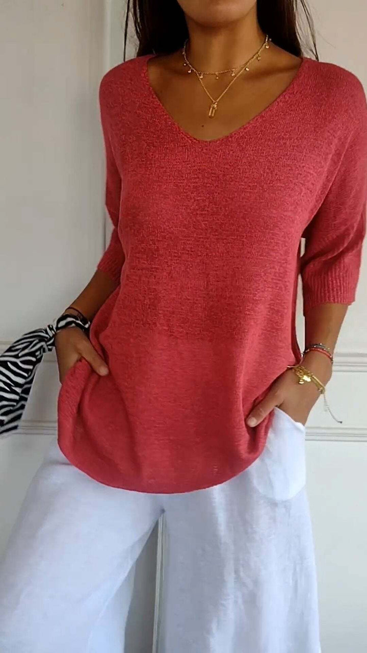 Pull en maille avec décolleté en V