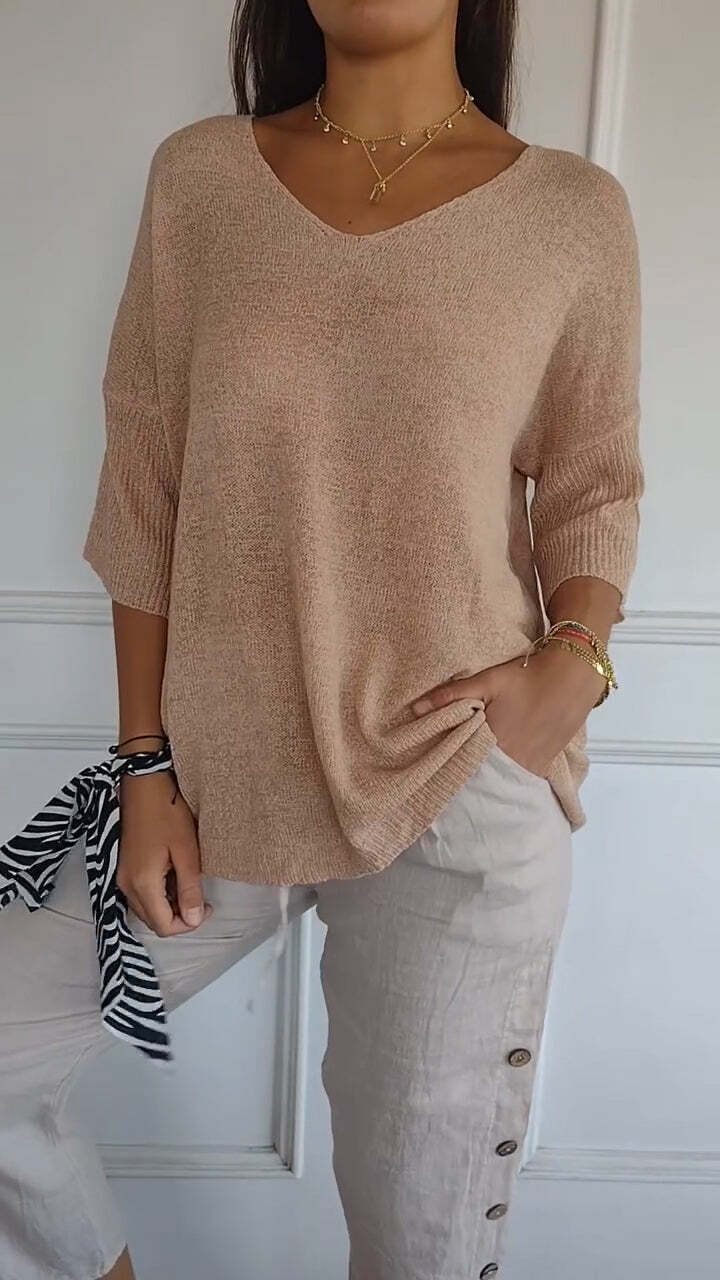 Pull en maille avec décolleté en V