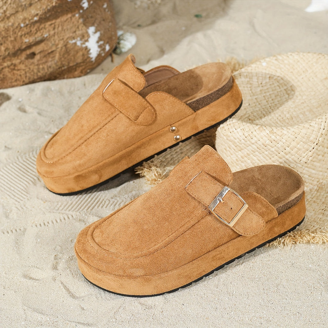 Mocassins rétro chic avec semelle épaisse confortable et boucle élégante