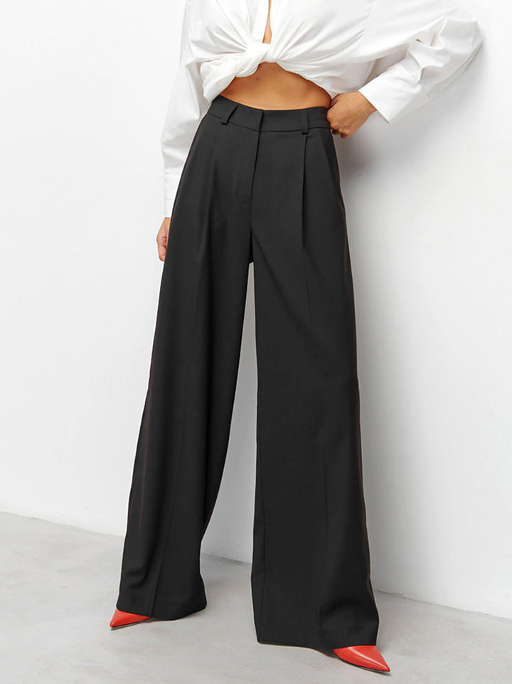 Pantalon taille haute et jambe large